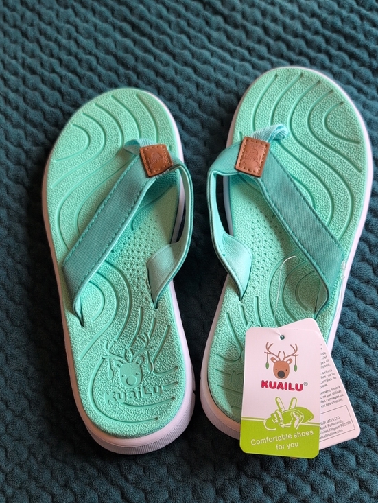 Kuailu Shoes - KUAiLU Women’s Mint Green Comfort Flip Flop Sandals NWT